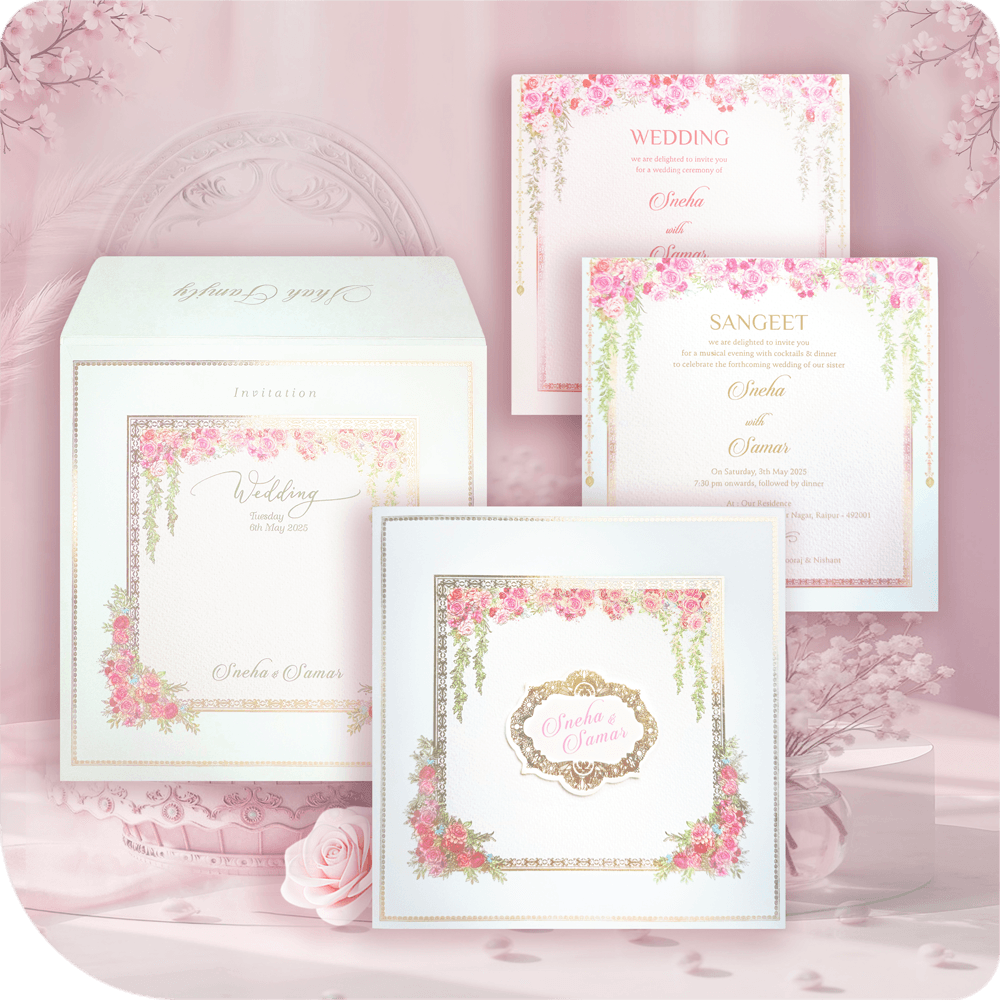 Aakarshak paste-up design wali lagan patrika, najuk floral nakasha ane karigari ni sundarta. Romantik kalyana azhaippithal, 3D alankaram. Royal pelli patrika, andamaina poola nakashalu. Customised biyahe nimantron, aitihashik soundarjo. Shandaar viah da card, phullaan di sohndarta. Vishista mangalya patrike, sugandhagalu mattu kalakruti.