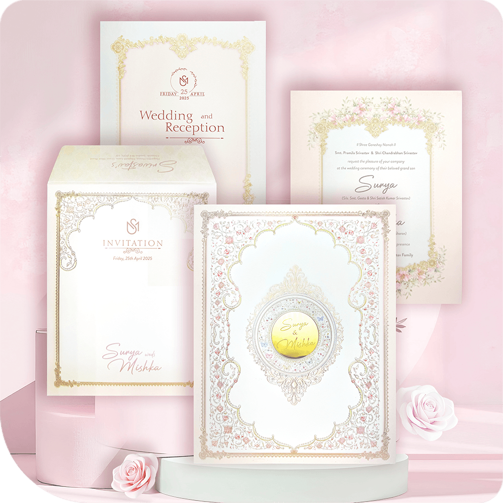 A luxurious wedding invitation with an acrylic centerpiece, designed for an elegant and unforgettable celebration
