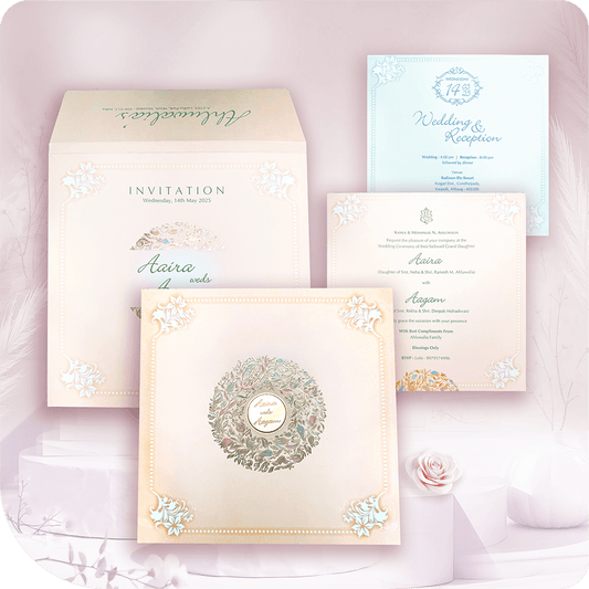 Folder Wedding Invitation, Luxury Wedding Card, Minimalist Wedding Card Cream & White Wedding Card, Golden Foil Artwork, Acrylic Emblem Wedding Invitation, Elegant Wedding Card, Two Inserts Wedding Card, Classic & Versatile Design, Destination Wedding Invitation, Traditional Wedding Invitation, Sophisticated Wedding Card, Premium Wedding Invitation, Wedding Details & RSVP