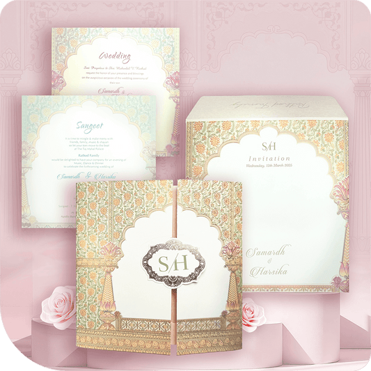 A timeless wedding invitation with a stunning Foiled Past Up, radiating elegance and grandeur